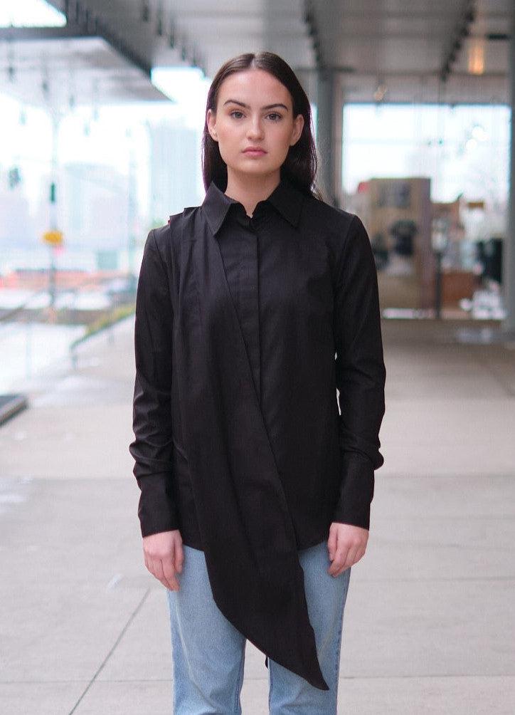 CAMISA Black Button-Down Shirt with Removable Sleeves